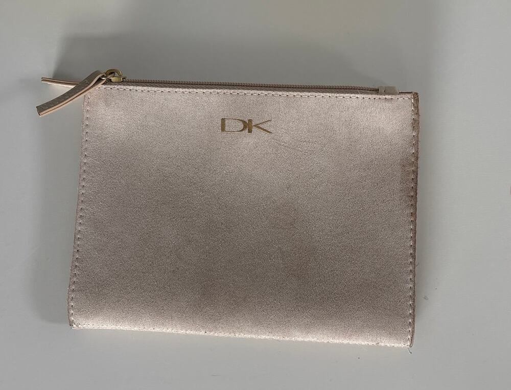 Donna Karan Cosmetics DK Logo Bi-Fold Clutch Purse Beige